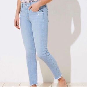 NWT LOFT High Waist Straight Crop Frayed Jeans Size 6
